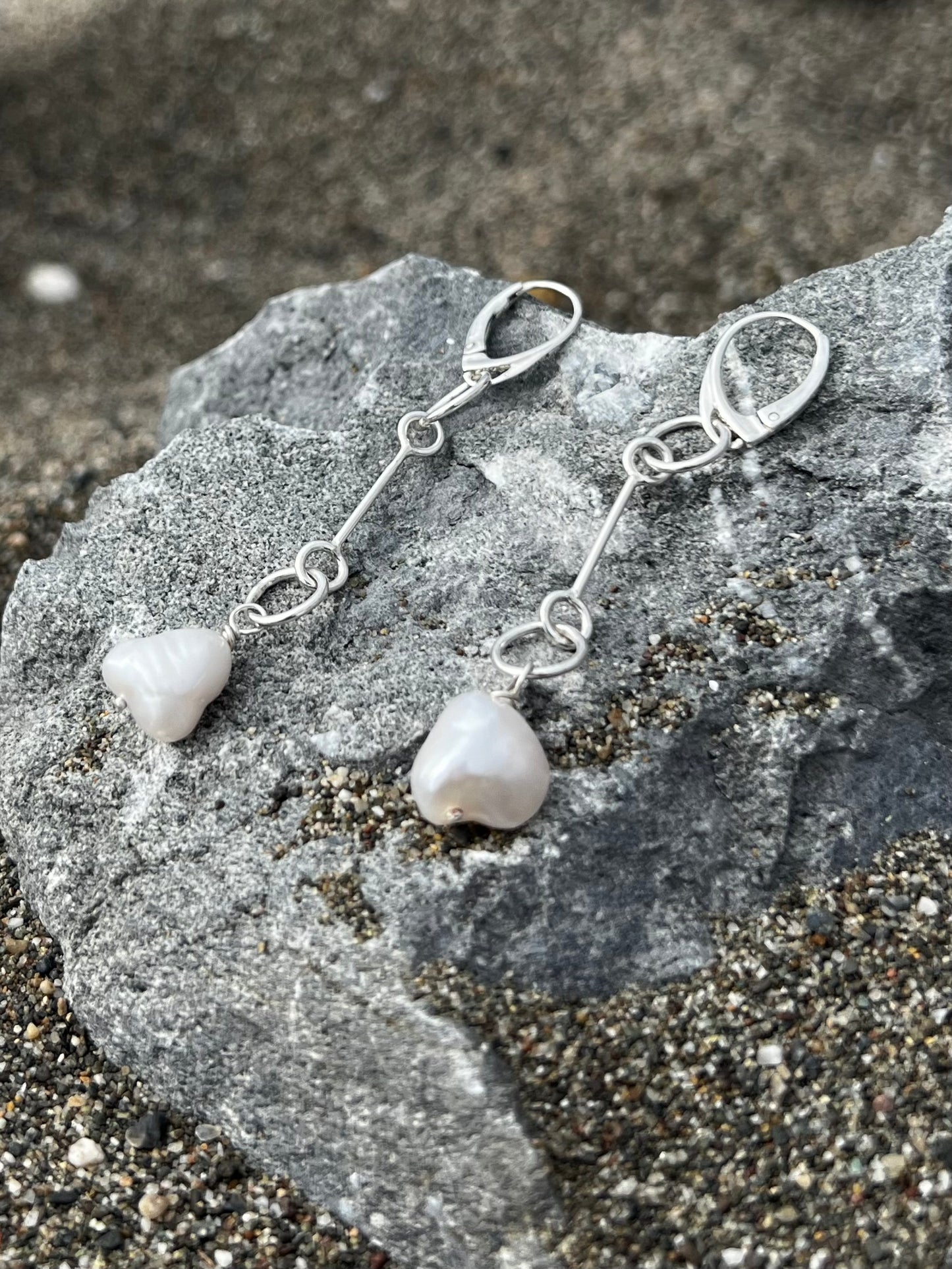 Freshwater Pearl Drop Link Earrings