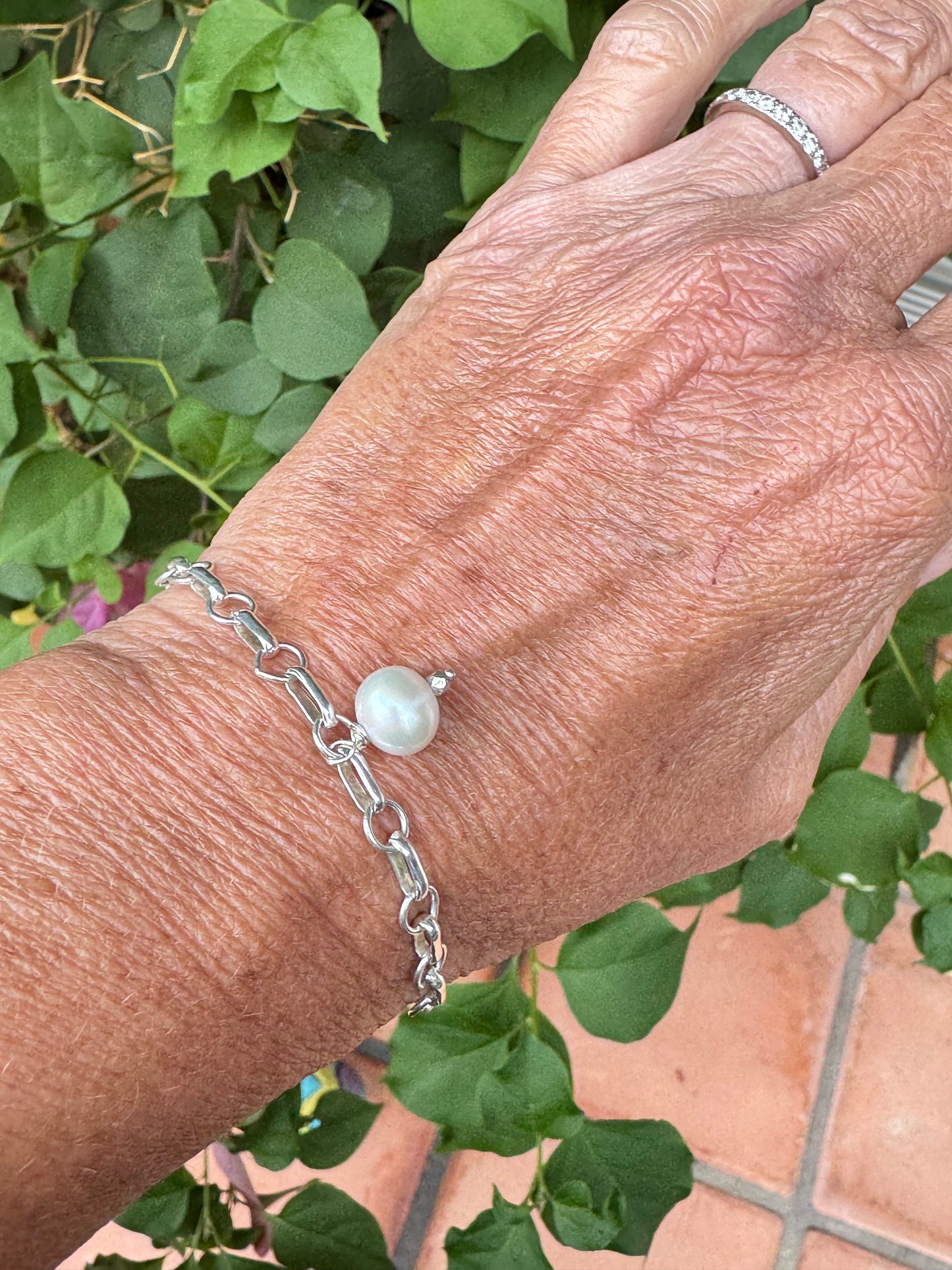 Freshwater Pearl Chain Link Bracelet