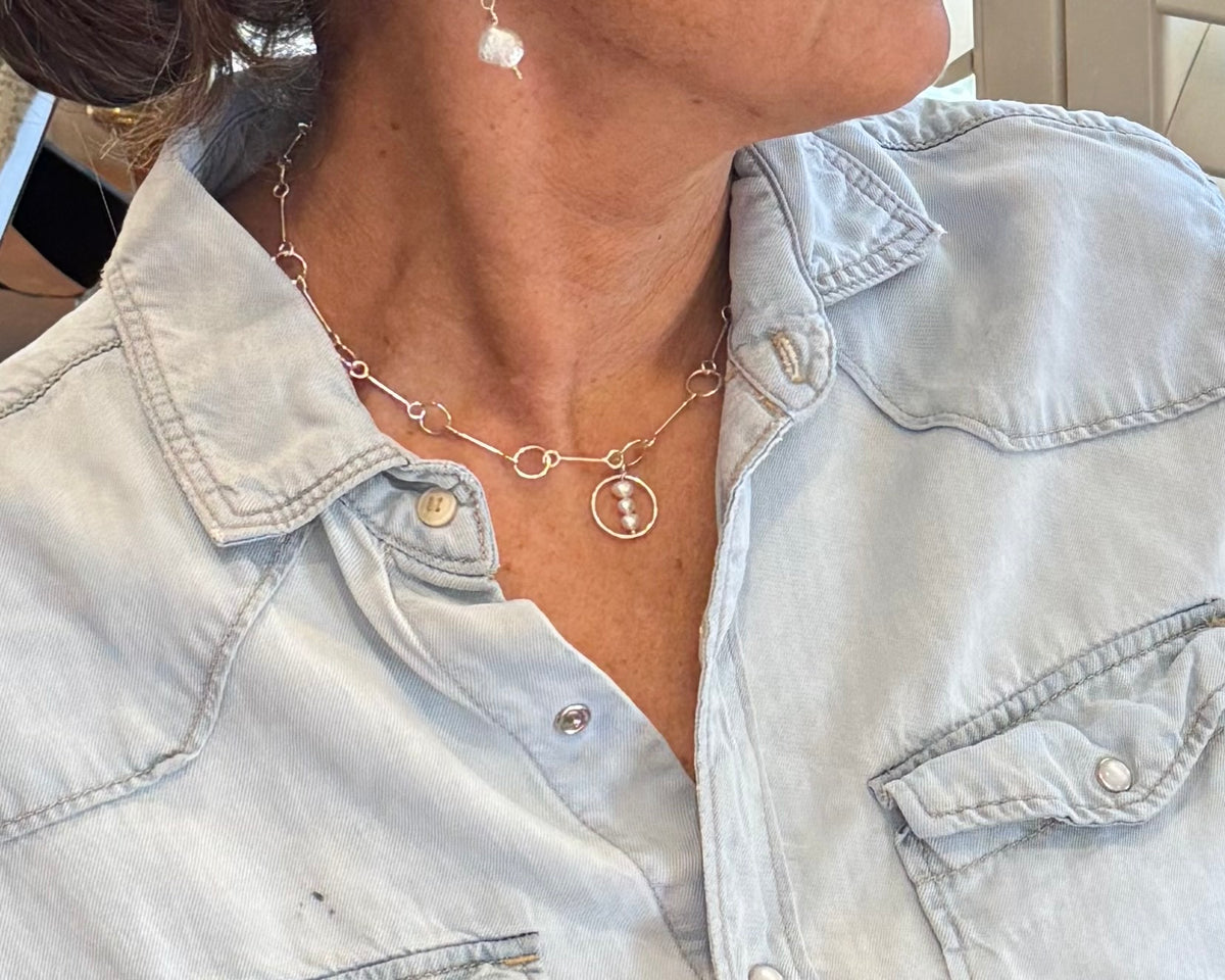 Pearl Circle Pendant Necklace