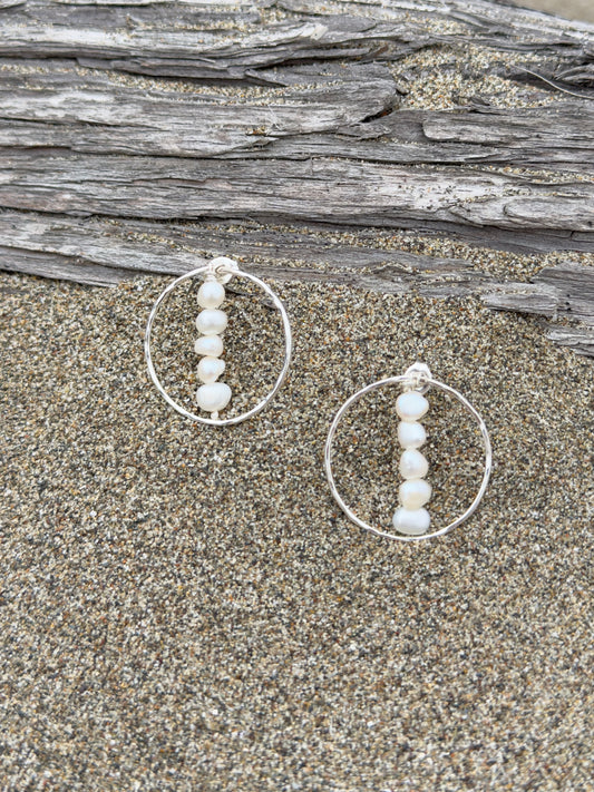 Freshwater Pearl Circle Earrings