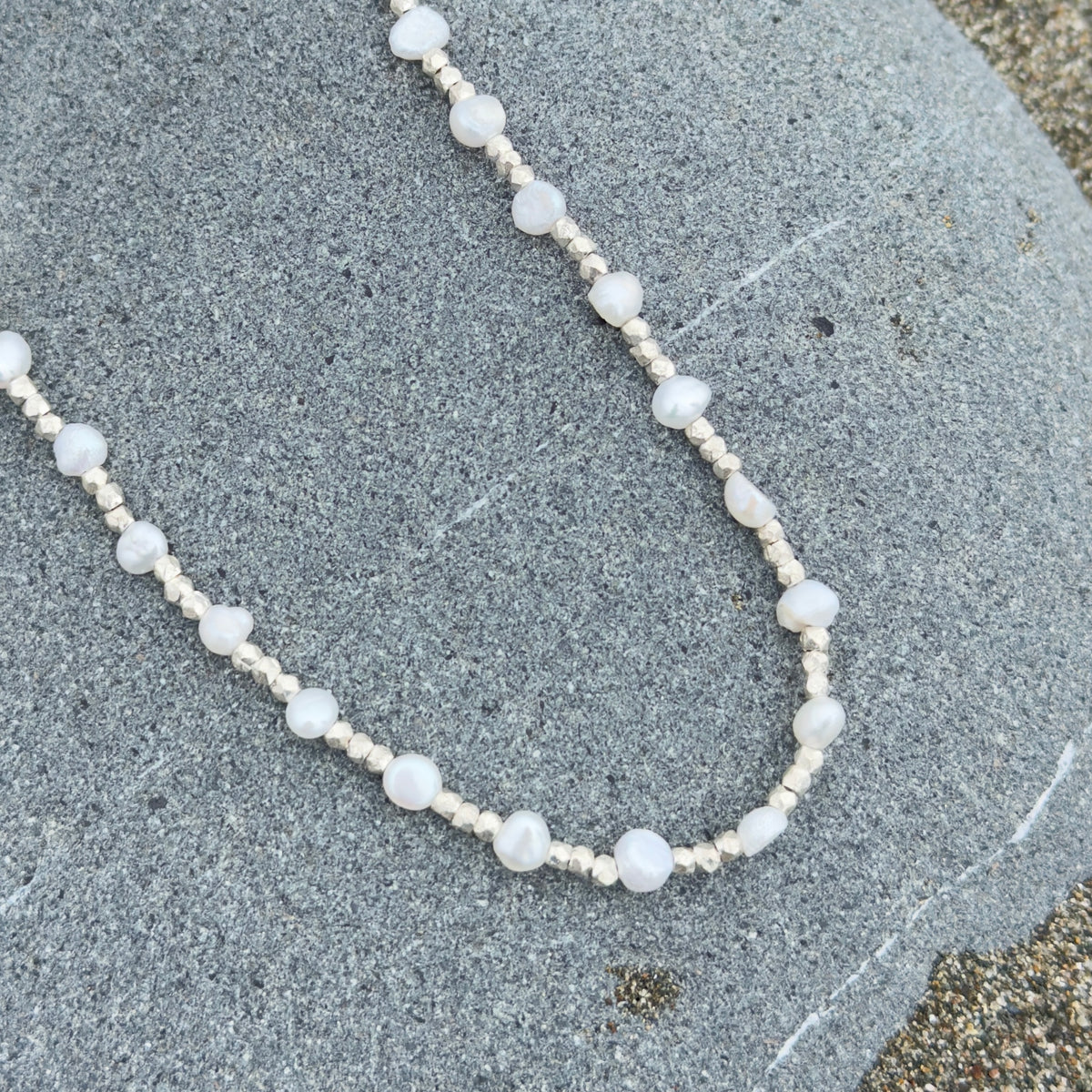 Freshwater Pearl & Silver Bead Necklace