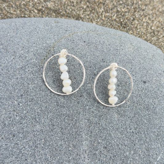 Freshwater Pearl Circle Earrings