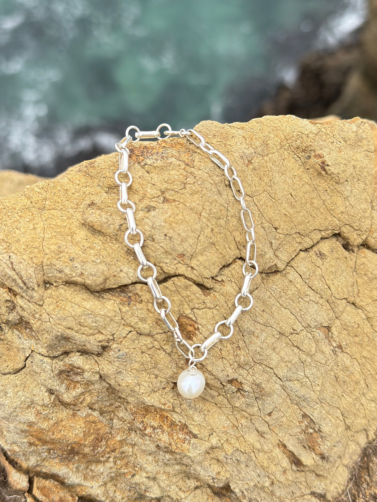 Freshwater Pearl Chain Link Bracelet