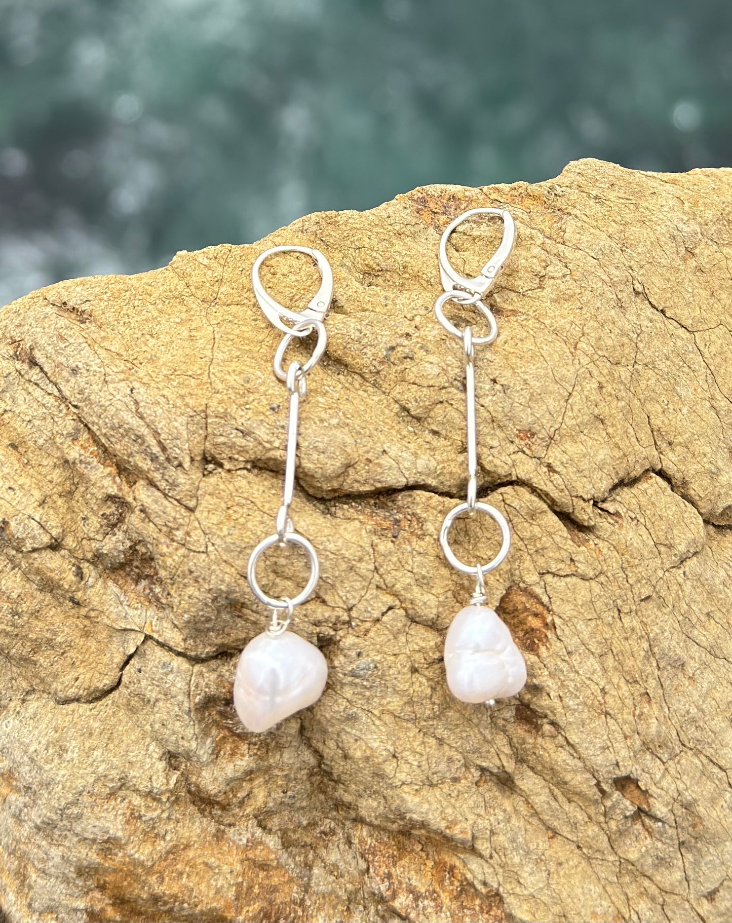 Freshwater Pearl Drop Link Earrings