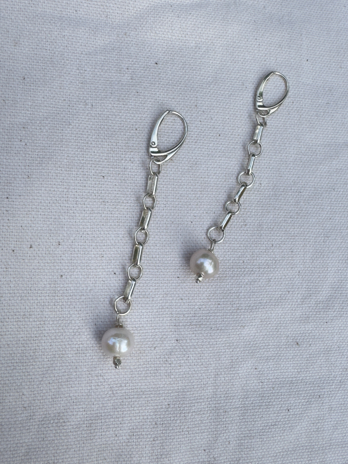 Freshwater Pearl Chain Link Earrings