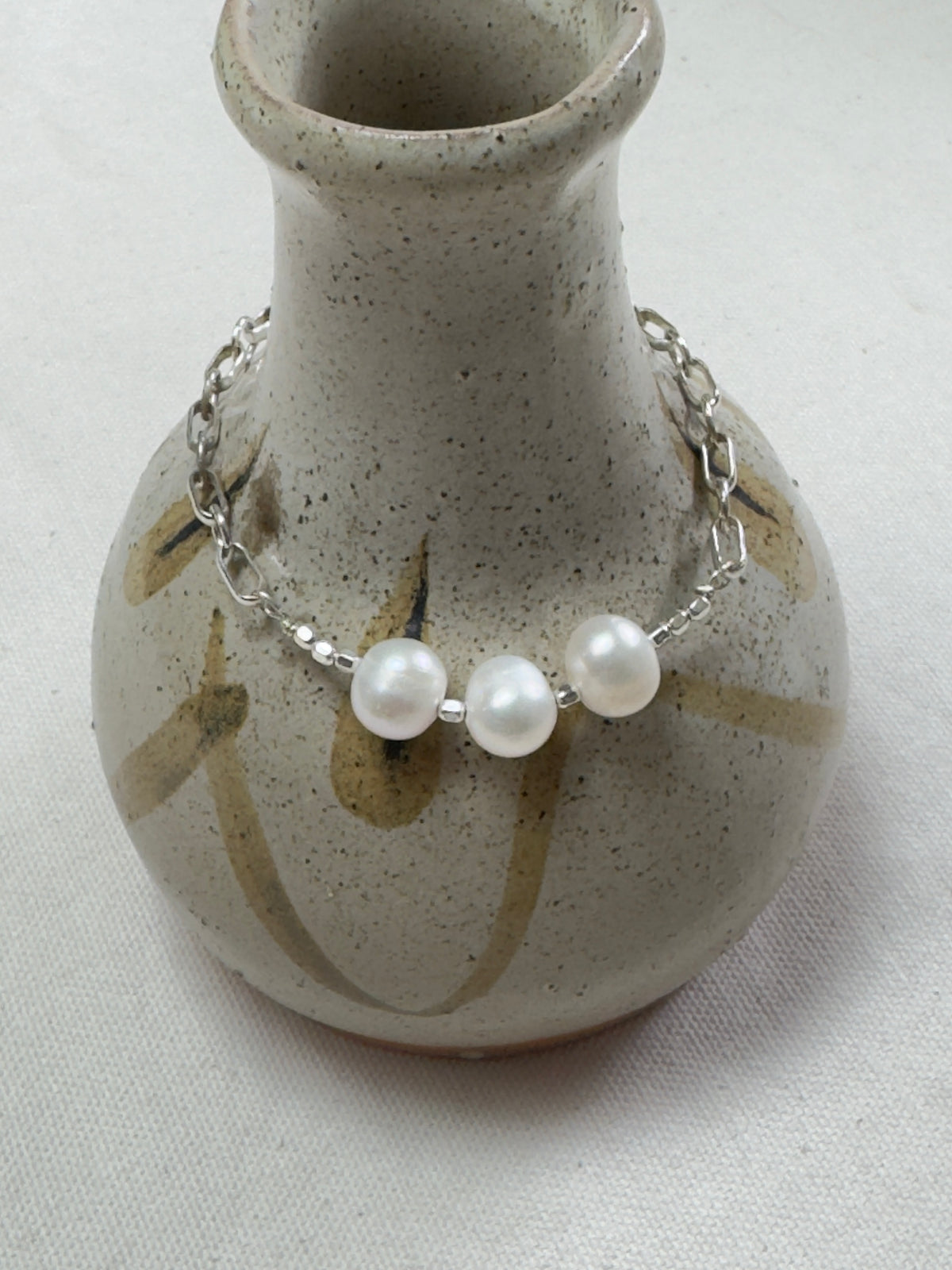 Three Pearl Link Necklace - 14"