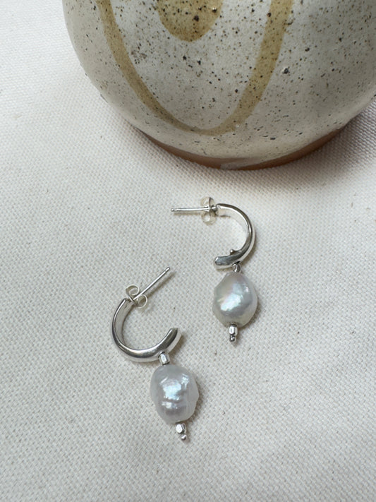 Freshwater Pearl Hoop Earrings